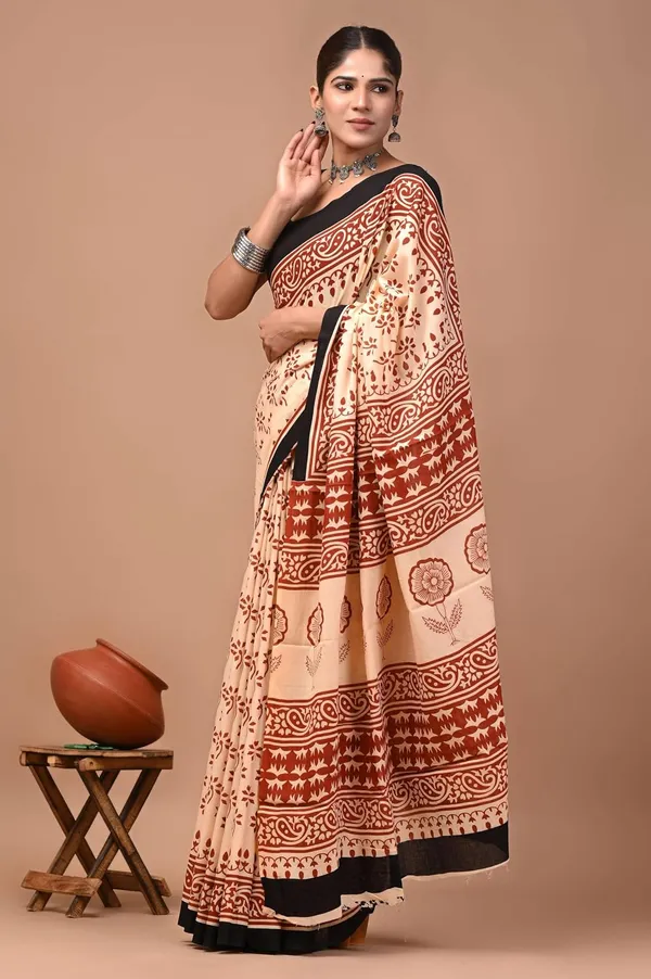 Mulmul_Cotton_Printed_Saree_With_Blouse_Piece