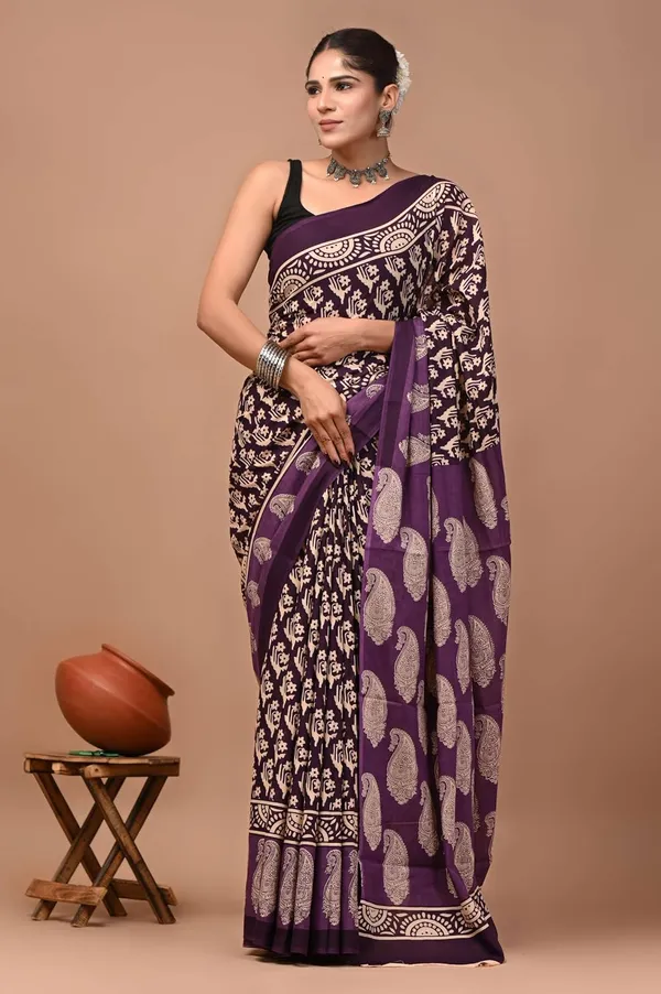 Women_S_Mulmul_Cotton_Printed_Saree_With_Blouse_Piece