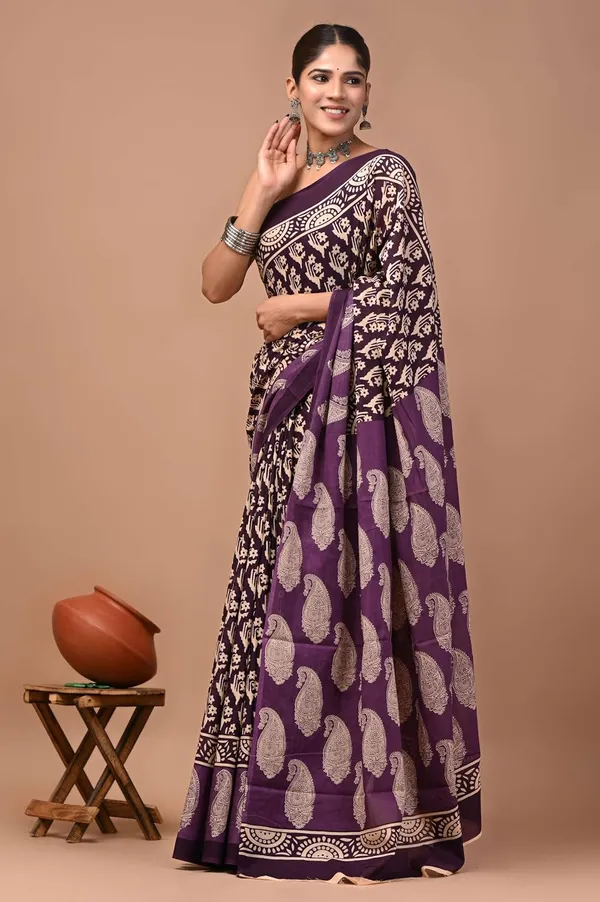 Women_S_Mulmul_Cotton_Printed_Saree_With_Blouse_Piece