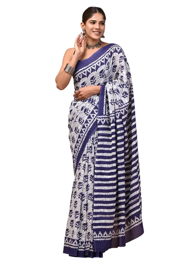 Mulmul_Cotton_Printed_Saree_With_Blouse_Piece