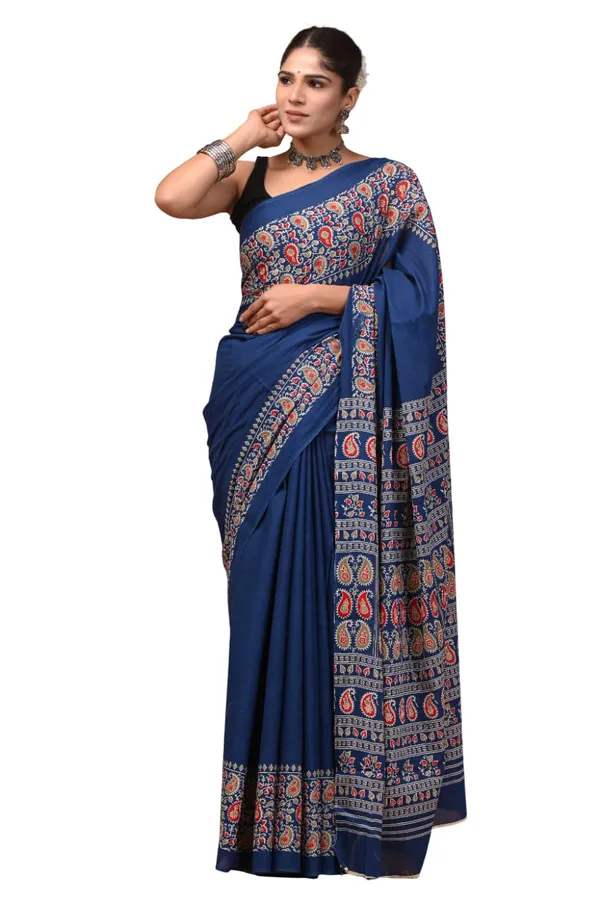 Mulmul_Cotton_Printed_Saree_With_Blouse_Piece