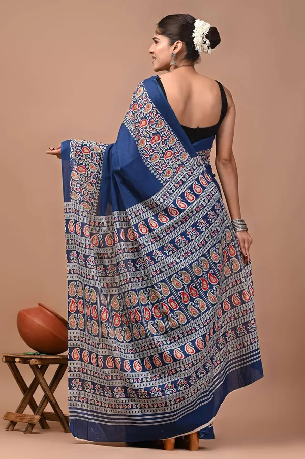 Mulmul_Cotton_Printed_Saree_With_Blouse_Piece