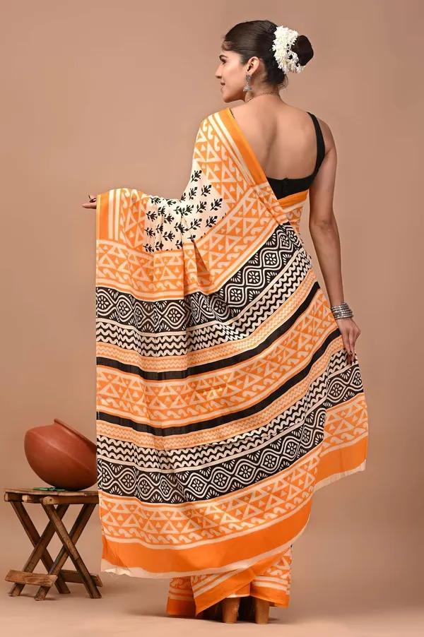 Mulmul_Cotton_Printed_Saree_With_Blouse_Piece