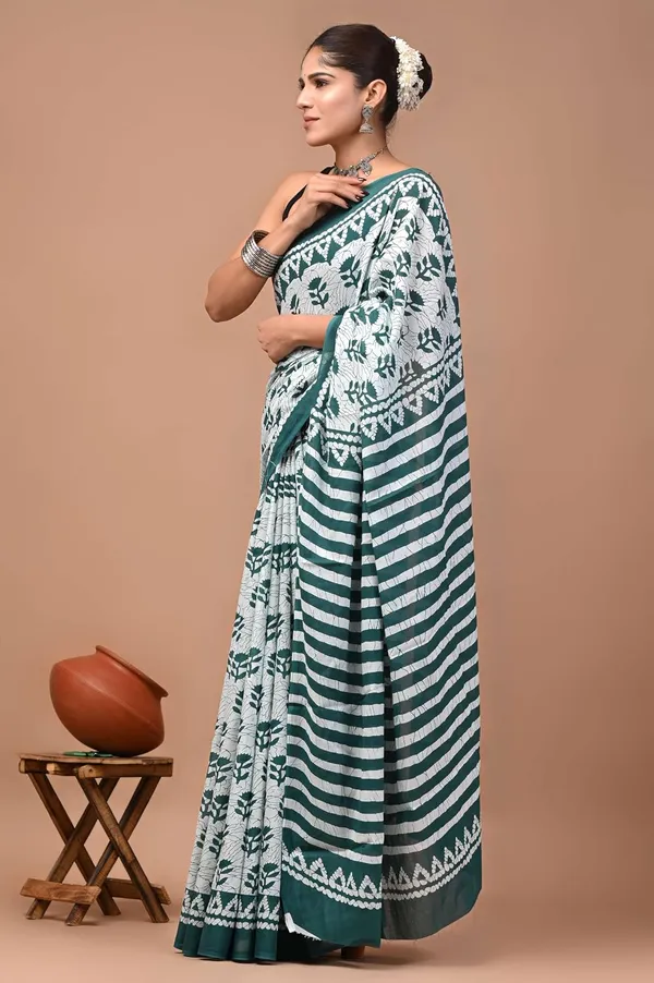 Mulmul_Cotton_Printed_Saree_With_Blouse_Piece