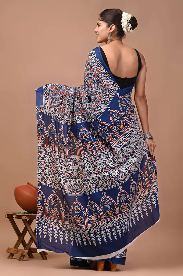 Mulmul_Cotton_Printed_Saree_With_Blouse_Piece