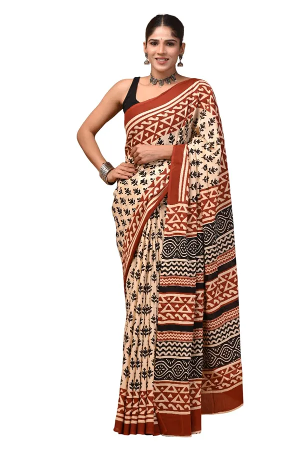 Mulmul_Cotton_Printed_Saree_With_Blouse_Piece