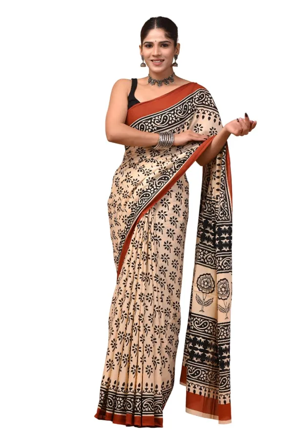Women_S_Mulmul_Cotton_Hand_Block_Printed_Saree_With_Blouse_Piece