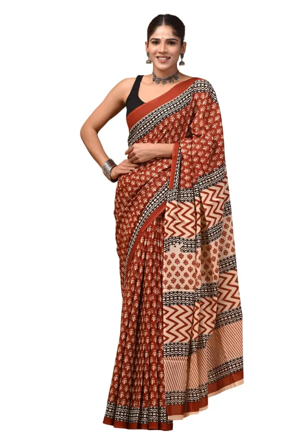 Mulmul_Cotton_Printed_Saree_With_Blouse_Piece