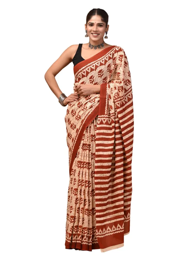 Mulmul_Cotton_Printed_Saree_With_Blouse_Piece