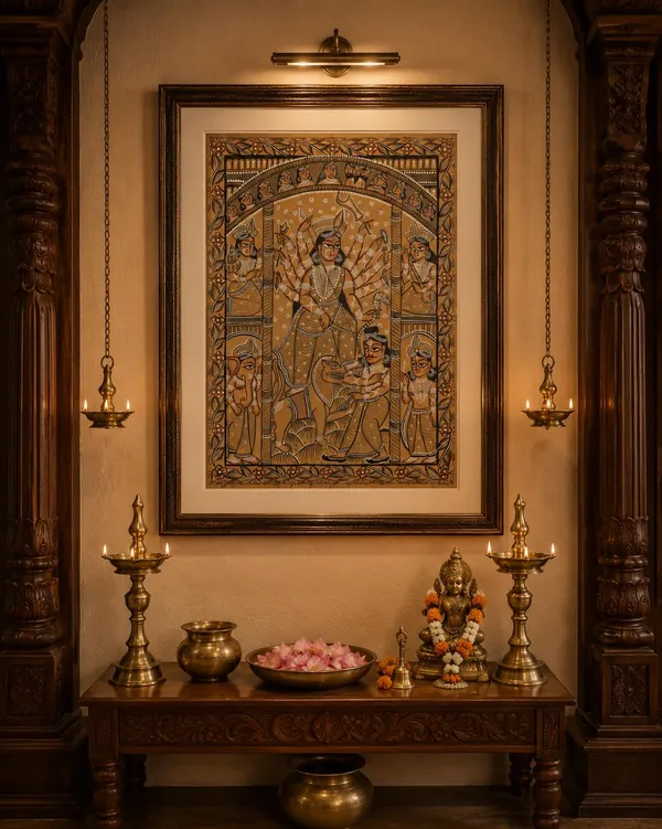 Durga_Madhubani_Painting_With_Frame