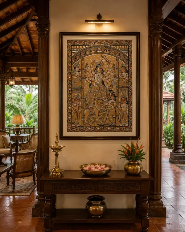Durga_Madhubani_Painting_With_Frame