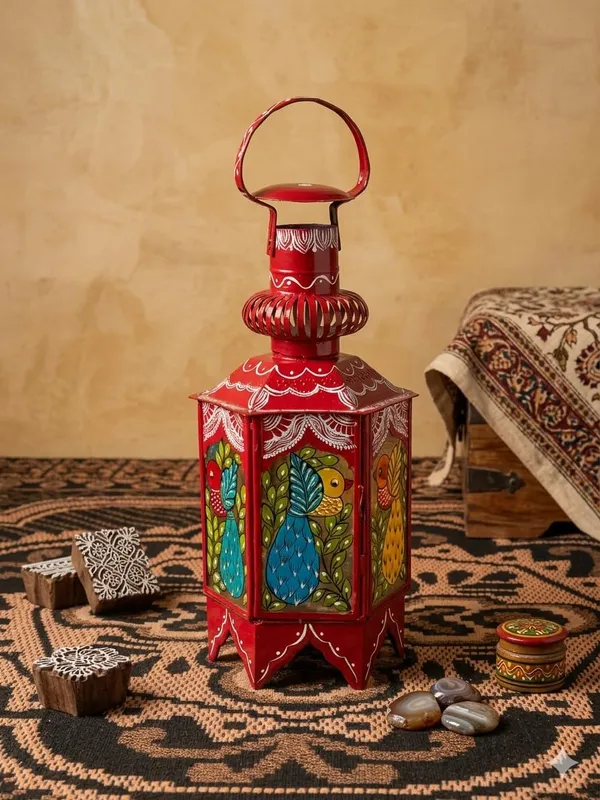 Handcrafted_Decorative_Metal_Lantern_with_Bird_Motif_Ethnic_Candle_Holder