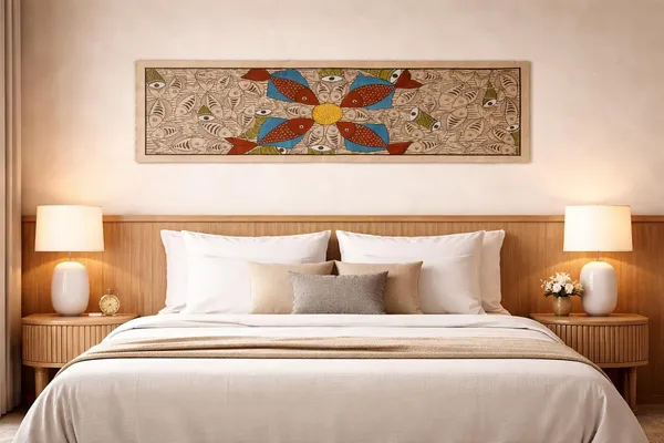 Prithviya_Collective_Handcrafted_Traditional_Fish_Motif_Folk_Art_Horizontal_Wall_Painting