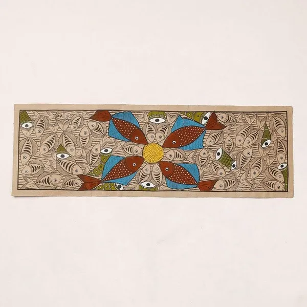 Prithviya_Collective_Handcrafted_Traditional_Fish_Motif_Folk_Art_Horizontal_Wall_Painting
