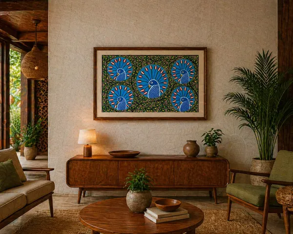 Prithviya_Collective_Blue_Peacock_Folk_Art_Madhubani_Painting_�_Handmade_Traditional_Bird_Wall_Decor