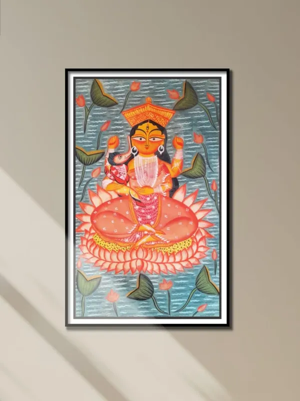Prithviya_Collective_Handcrafted_Vishnu_Lakshmi_Traditional_Folk_Art_Painting_�_Framed_Spiritual_Wall_D�cor_with_Glass_Protection