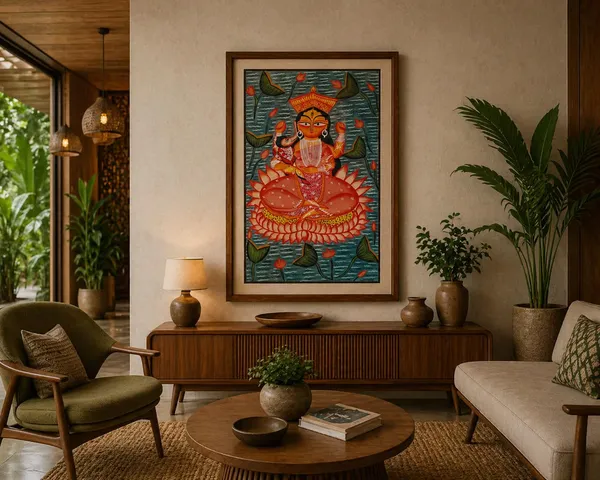Prithviya_Collective_Handcrafted_Vishnu_Lakshmi_Traditional_Folk_Art_Painting_�_Framed_Spiritual_Wall_D�cor_with_Glass_Protection