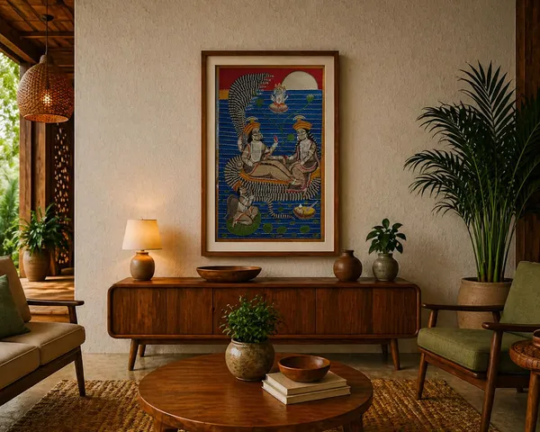 Prithviya_Collective_Handcrafted_Vishnu_Lakshmi_Traditional_Folk_Art_Painting_�_Framed_Spiritual_Wall_D�cor_with_Glass_Protection