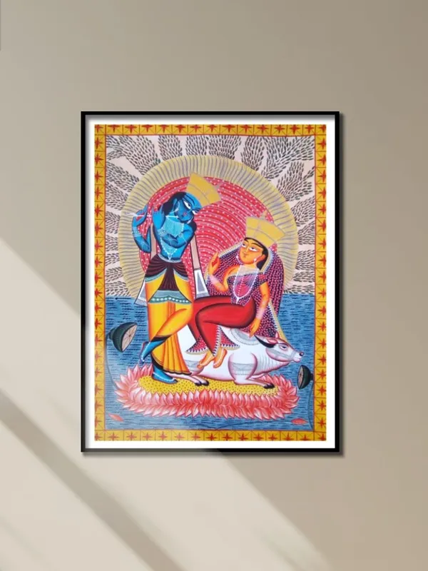 Prithviya_Collective_Radha_Krishna_Traditional_Folk_Art_Painting_with_Wooden_Frame_&_Glass_Protection