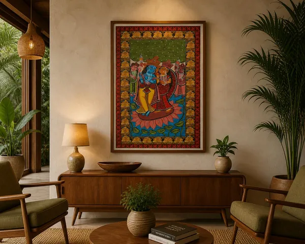Prithviya_Collective_Radha_Krishna_Lotus_Folk_Art_Painting_with_Traditional_Border_Frame_Design