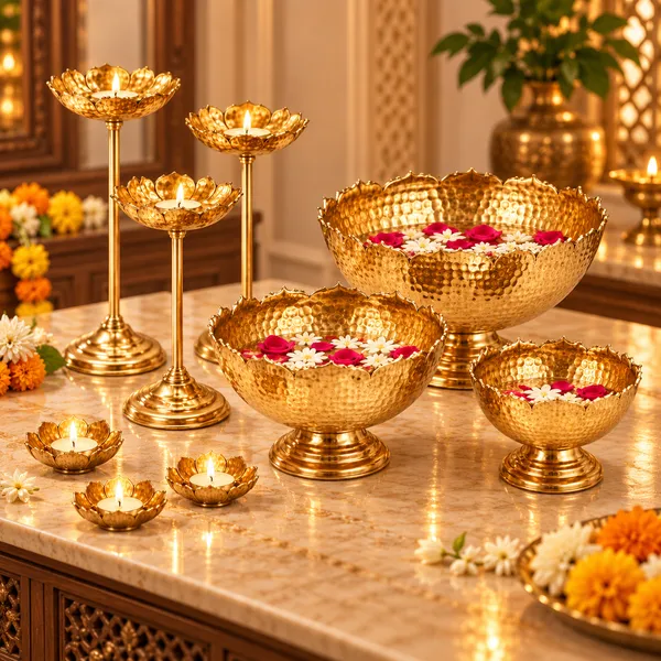Premium_Golden_Hammered_Metal_Urli_Bowl_Set_of_9_with_Lotus_Tealight_Holders_&_Decorative_Stands_|_Luxury_Floating_Flower_Bowls_for_Diwali,_Pooja,_Wedding_&_Home_Décor
