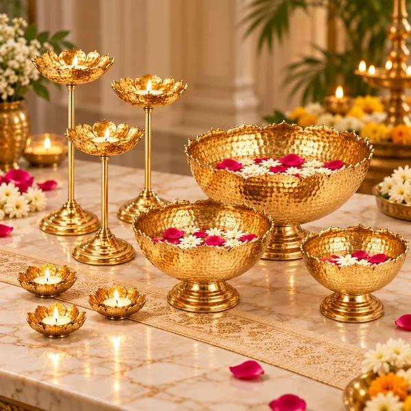 Premium_Golden_Hammered_Metal_Urli_Bowl_Set_of_9_with_Lotus_Tealight_Holders_&_Decorative_Stands_|_Luxury_Floating_Flower_Bowls_for_Diwali,_Pooja,_Wedding_&_Home_Décor
