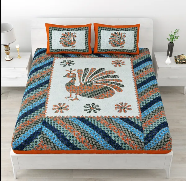Cotton_Jaipuri_Sanganeri_Print_Bedsheet_Set_With_Pillow_Covers