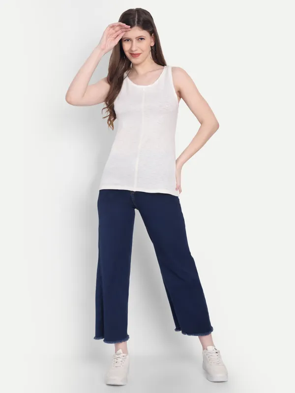 Off_White_Hosiery_Top_For_Women
