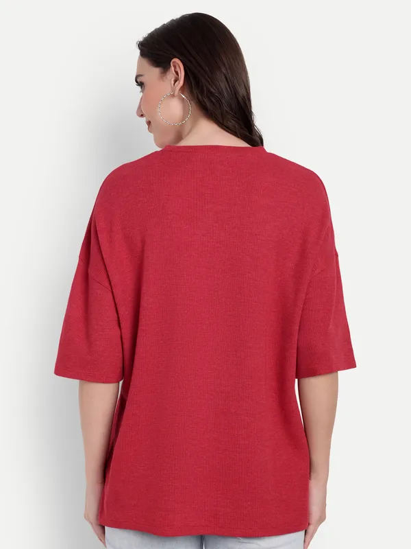 Red_Baffle_T-Shirt_For_Women