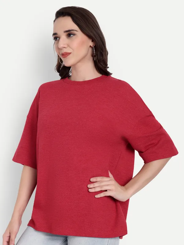 Red_Baffle_T-Shirt_For_Women
