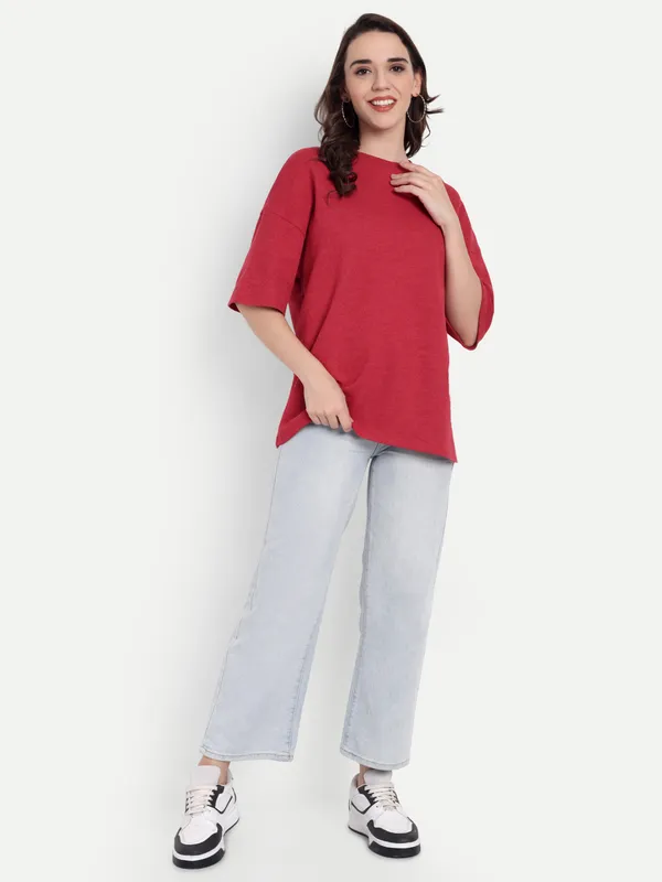 Red_Baffle_T-Shirt_For_Women