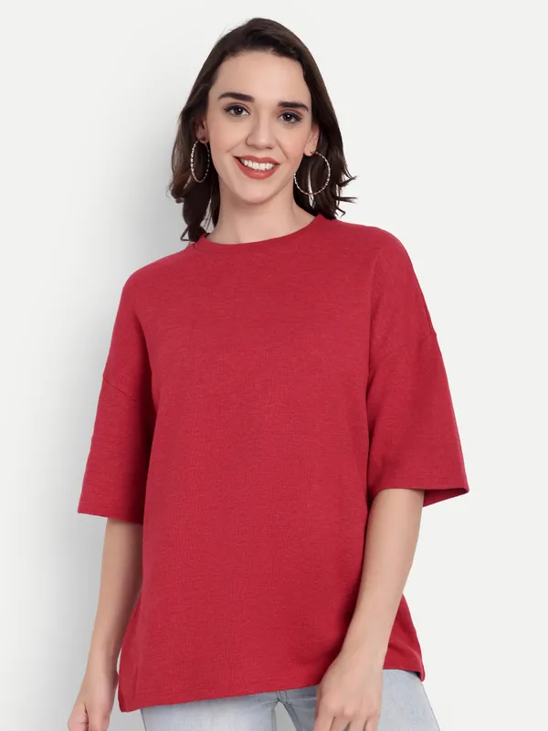 Red_Baffle_T-Shirt_For_Women