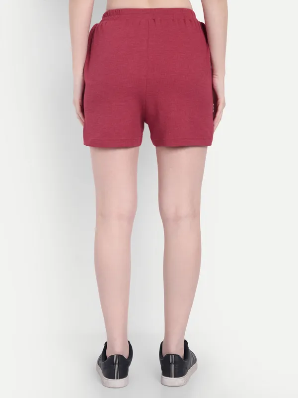 Maroon_Baffle_Shorts_For_Women
