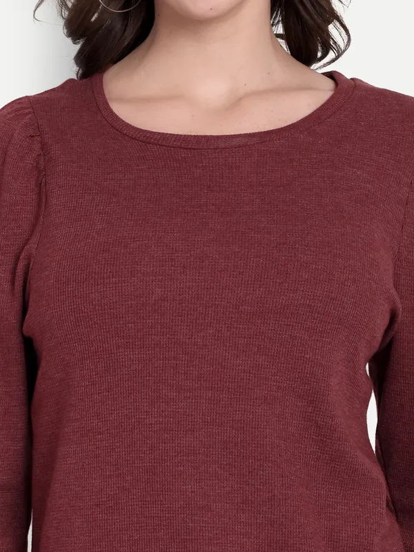 Maroon_Baffle_Top_For_Women