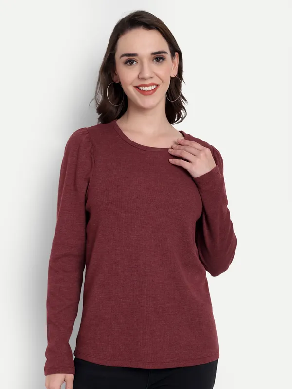 Maroon_Baffle_Top_For_Women