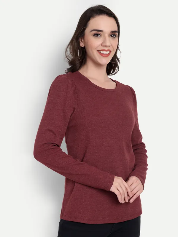Maroon_Baffle_Top_For_Women