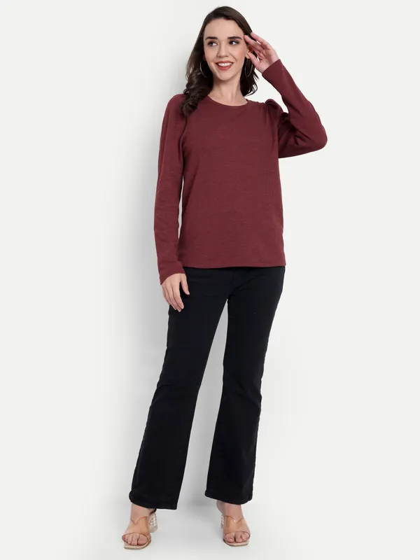 Maroon_Baffle_Top_For_Women