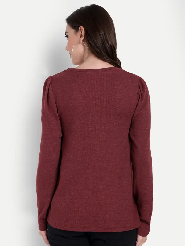 Maroon_Baffle_Top_For_Women