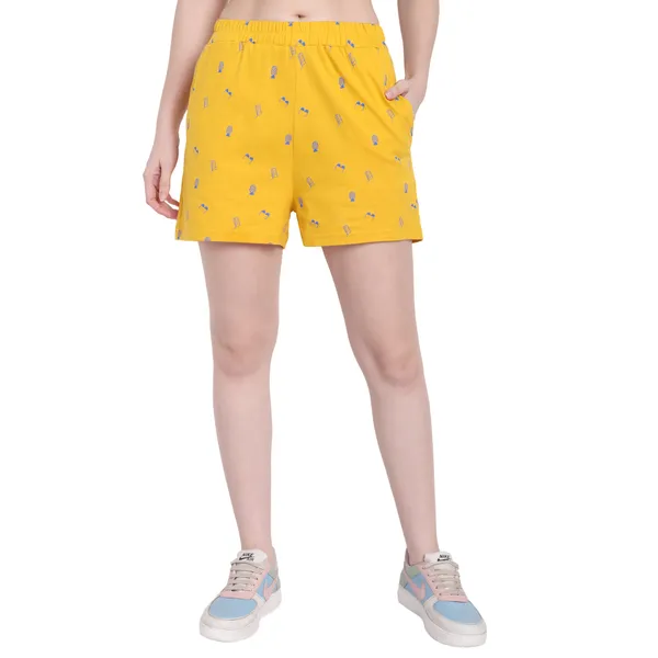 Yellow_Hosiery_Shorts_For_Women