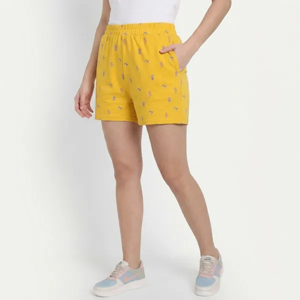 Yellow_Hosiery_Shorts_For_Women
