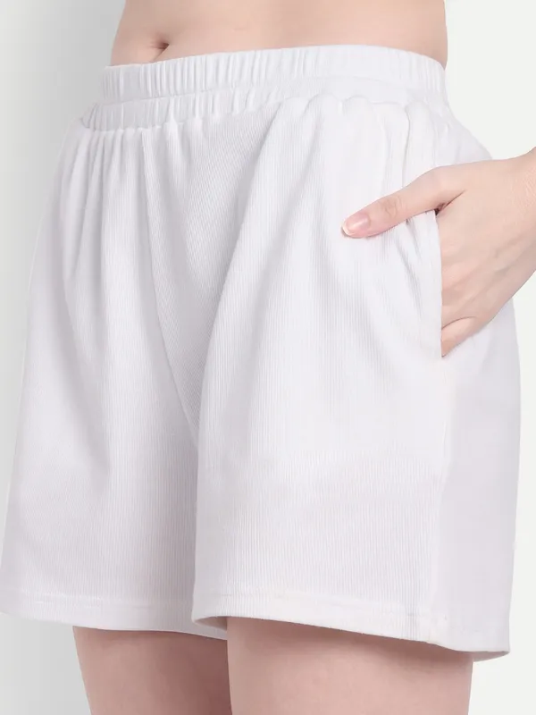 White_Hosiery_Shorts_For_Women
