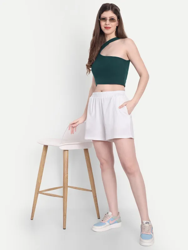 White_Hosiery_Shorts_For_Women
