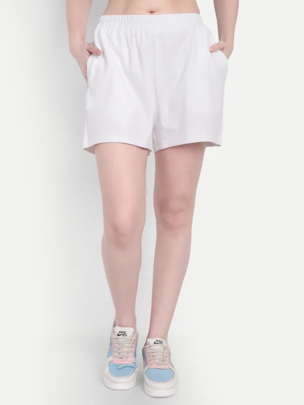 White_Hosiery_Shorts_For_Women