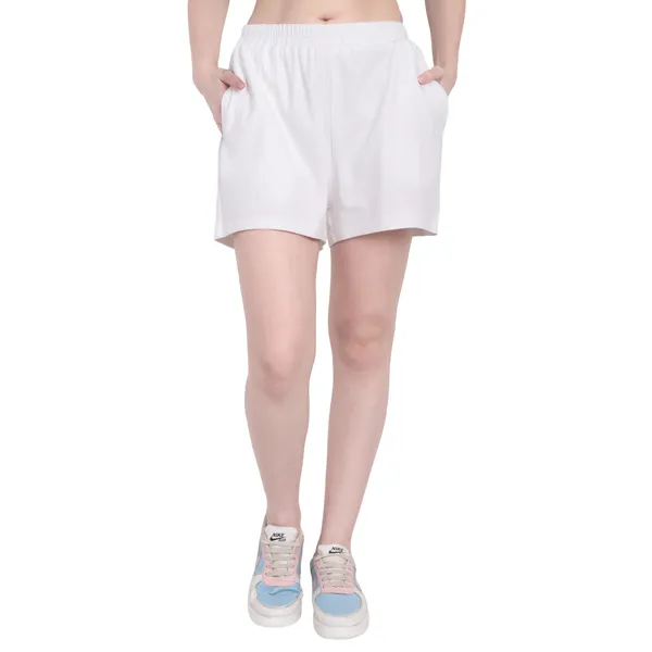 White_Hosiery_Shorts_For_Women