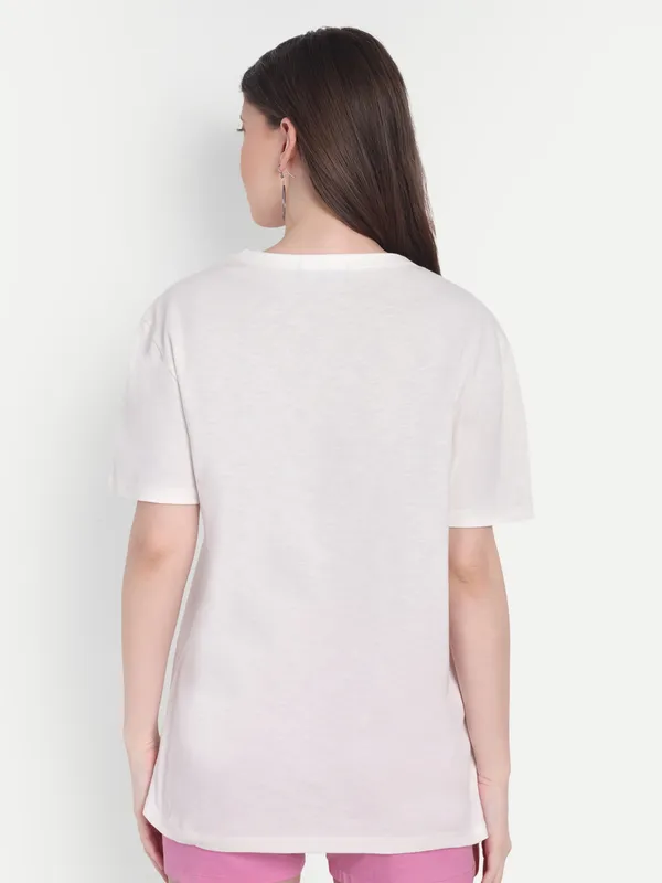 White_Hosiery_T-Shirt_For_Women