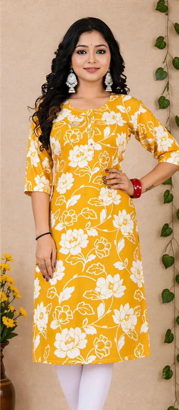 Yellow_Rayon_Kurti_For_Women