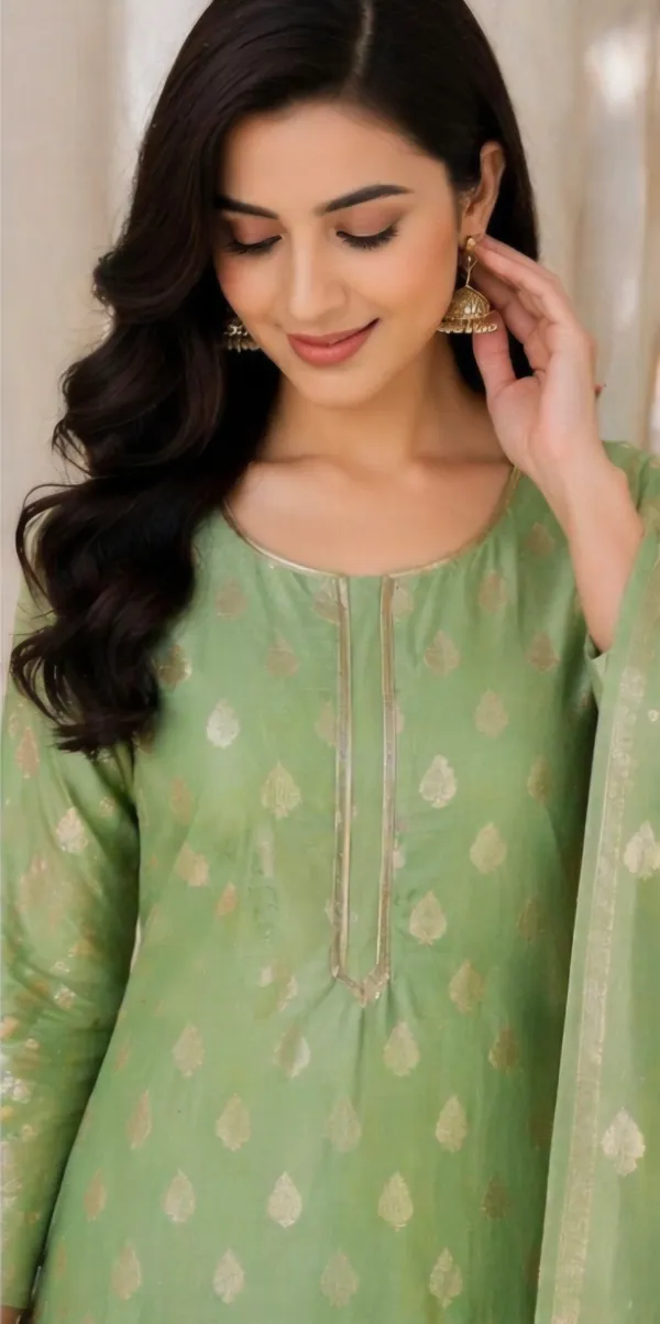 Green_Cotton_Unstitched_Suit_Set_For_Women