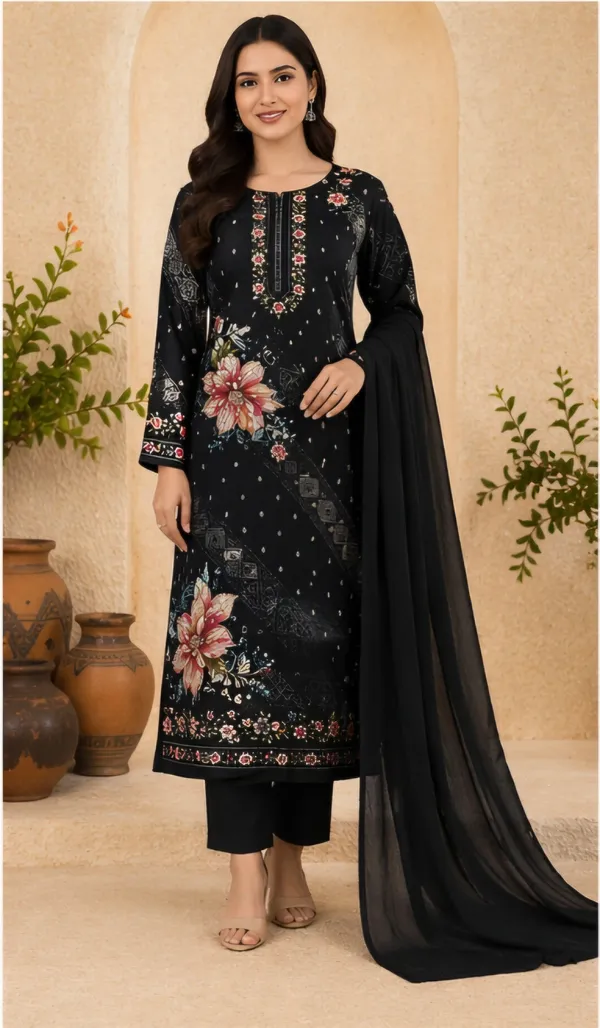 Black_Cotton_Unstitched_Suit_Set_For_Women