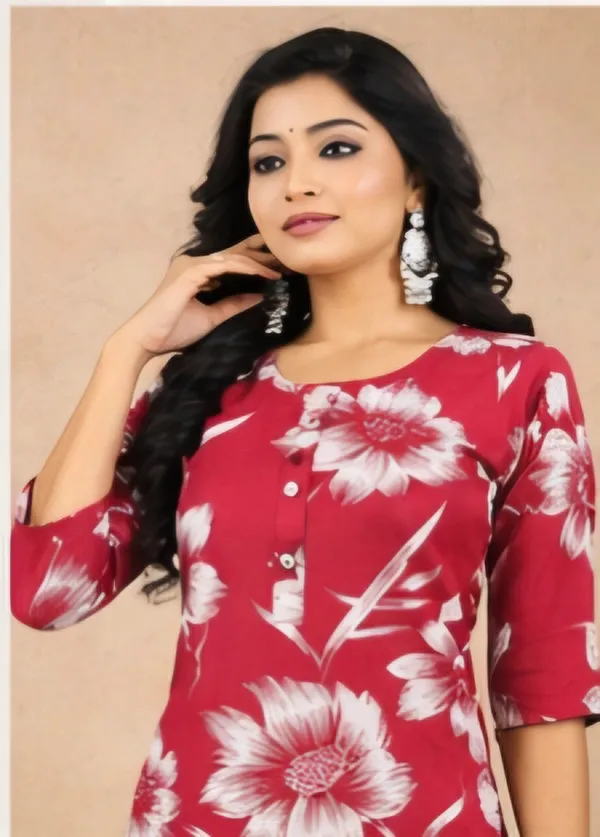 Red_Rayon_Kurti_For_Women