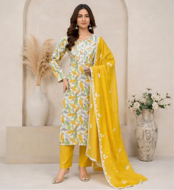 Yellow_Silk_Unstitched_Suit_Set_For_Women